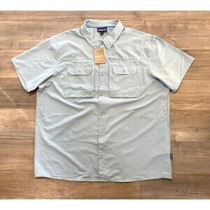 Patagonia Short Sleeve Self Guided Sun Shirt Mens XXL Button Up Thermal Blue